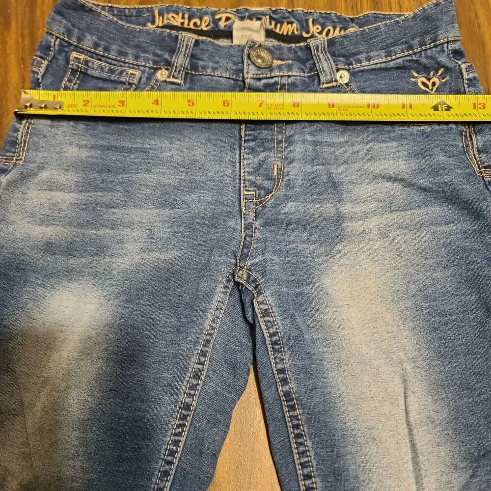 Girls Justice Denim Jean Leggings Size 12 Skinny Sparkles